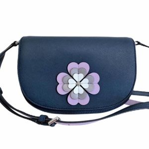 Kate Spade Reiley Spade Flower Applique Crossbody, Navy, Purple